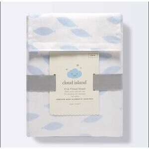 Cloud Island Cotton Fitted Crib Sheet School of Fish 100% Cotton - New